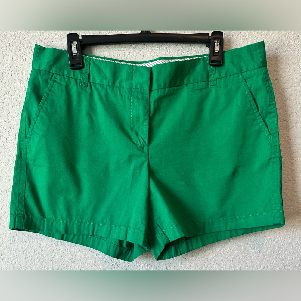J. Crew Womens High-Waist Green Cotton Shorts